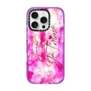 iPhone 16 Pro Impact Case MagSafe Compatible JE T'AIME- BOLD Colorful Romantic French Typography Love Romance Valentines Day Pretty Pink Clouds Hearts Sweet Elegant Fine Art Girly Abtract Painting Design