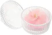 [KAILIKETIY] 1 Set Reusable Makeup Powder Puff With Container Glass Jar Case Ribbon Flower Design For Women And Babies Storage Box For Loose Powder Application