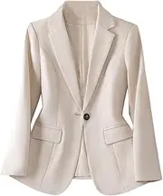 [keusyoi] Long Sleeve Blazers for Women Autumn Winter Single Button Jackets Office Ladies Casual Coats