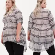 Torrid NWT 13819521 Black & White Plaid Sheer Chiffon Lexie Blouse Plus Size 2X