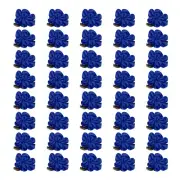 40Pcs 1" Ribbon Flowers Bows Mini Satin Roses Flowers Navy Blue
