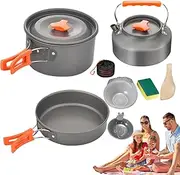 Camping Cookware Kit - Camping Cooking Cookware Set,Survival Gear Space-Saving Utensils for Backpacking Hiking Adventure RV Travel