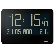 Braun Multifunction Reverse LCD Alarm Wall & Desk Clock, Black, 26cm