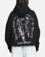[SAINT MORTA] Saint Morta Weiry Hearts Boxy Hoodie Black - Size XL XL Black