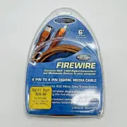 Dynex Orange Firewire IEEE 1394 Cable 6" Computer Camcorder Media TE-FW1394 6-4