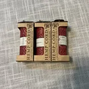 Hemptique #20 (1mm) Metallic Hemp Cord LOT of 3 - RED/GOLD