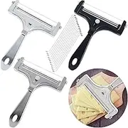 Cheese Slicer Stainless Steel Wire Cheese Slicer Adjustable Thickness Heavy Duty Cheese Slicers Thick & Thin Slicer Cheese Curler Cheese Shaver Replaceable Wire Cheese Cutter for Mozzarella Cheddar