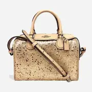 Coach Bag Mini Bling Crossbody Handbag Zipper Closure Gold Adjustable Strap New