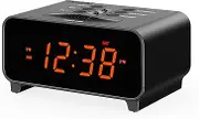 Small Alarm Clocks, Dual Alarms with 4 Alarm Week Modes, Snooze, USB Charger, Auto & Manual Dimmer,12/24Hr,Night Light and Orange LED Display Clock for Bedrooms AC Adapter iTOMA 213