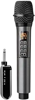 Wirel Microphone System with Handheld Mic UHF Professional Microphones for Home Cinemas Karaoke Church Speech Wedding Party Singing Plug and Play Rechargeable Wirel Black 1 Receiver with 1 Microphone