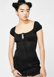 [Dolls Kill] Black Cheetah Gaval Satin Dress