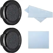 uxcell 30.5mm Lens Cap, 2 Pack Sides Pinch Snap Camera Lens Cover for Front Lens with Cleaning Cloth, Suitable for 30.5mm Thread Universal DSLR Lenses, Black