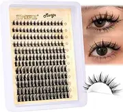 JIMIRE Wispy Lash Clusters Extensions 180Pcs Anime Eyelash Clusters D-Curly Manga Lashes Clusters Natural Look 8-16MM Cluster Eyelash Extensions Individual Lash Extension Pack