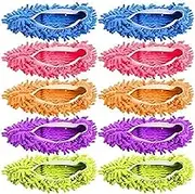 Mop Slippers Shoes 5 Pairs (10 Pieces) - Microfiber Cleaning House Mop Slippers Floor Cleaning Tools Shoe Cover Soft Washable Reusable Microfiber Foot Socks Floor Cleaning Tools Shoe Cover