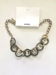 NW9987 DESIGNER INSPIRED TRI COLOR METAL CHOKERNECKLACE
