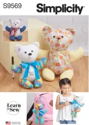 SIMPLICITY SEWING PATTERN 9569 EASY LEARN-TO-SEW MEMORY TEDDY BEARS IN 3 SIZES