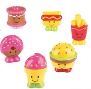 MINI FAKE FOOD SMILING JUNK & FAST FOOD WITH FACES 1" PVC CHARACTERS DEAL/ 6