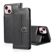 For Apple iPhone 15 Case SupRShield Pro Luxury Wallet Leather Flip Magnetic Stand Case Cover (Black)