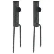 Parasol Stands with Ground Spikes Set of 2 Galvanised Steel 9x35 cm