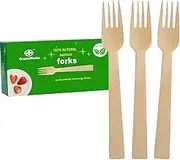 GreenWorks 50 Count Bamboo Forks, 6.7 Inch large Size Compostable Biodegradable Fork
