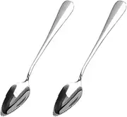 GroveEss 2PCS Stainless Steel Grapefruit Spoons,Dessert Spoon with Serrated Edge,Non-Stick Plating Kitchen Utensils Tool for Kiwi, Dessert, Apple, Citrus Fruit(Silver)