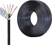 4mm2 5 Core Copper Shielded Cable with AL Foil and Braided Copper Mesh 30~320FT PVC Insulation 24AWG Or 28AWG UL Certified for Outdoor Lighting and Home Appliances(30FT,5C-24AWG)