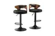 Oikiture Bar Stools Kitchen Gas Lift Black Set of 2