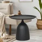Small Side Table Round Black Coffee Table for Home Office Bathroom Dorm
