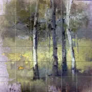 36 Tiles Art Trees Forest Mural Ceramic Backsplash Bath Tile #1838