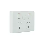 NLS 30738 - Double Pole Double Power Point 10Amp with Extra Switch 'Classic' Style - White