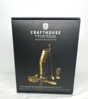 Bartenders Kit Crafthouse by Fortessa Ultimate Antique Brass Shaker & Tool Set