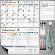 3Pack Dry Erase Magnetic Calendar for Refrigerator 16.5"x11.8"-Monthly,Weekly,Daily Planning Board,with 6 Markers,Pen Holder and Towel for Family Schedules, Menus, Shopping, To-do Lists