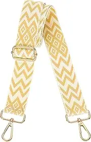 [uxcell] Purse Straps Replacement Crossbody, 1.5 Inch Wide Shoulder Bag Strap Adjustable Canvas Straps for Handbag Wallet Clutch Bags with Light Gold Buckle, Gold Geometrical