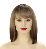 Ombre Brown Blonde Bob Wigs Short Wigs for Women Cosplay Wig with Bangs Dark ...