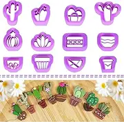 BESEK Cactus Polymer Clay Cutters: 12 Pcs Earrings Clay Earring Cutters, Mini Clay Cutters for Polymer Clay Earrings, 3D Print Clay Cutters for Earrings Making