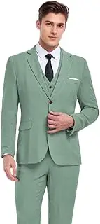 [YoTsaiSpring] Linen Men Suit Slim Fit 3 Pieces Men Suits Blazer Vest Pants Set Lightweight Tuxedos Jacket Trouser for Wedding Prom