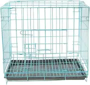 HANABASS 20 Inches Foldable Dog Crate Metal Wire Dog Kennel Dog Crate with Tray for Dogs Cats Pets (Blue)