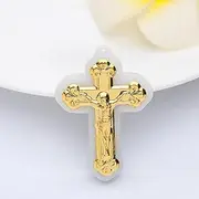 SHIYONG Gold Inlaid Jade Natural Hetian Jade White Jade Cross Pendant Full Gold Jade Pendant Handicraft Jade Pendant