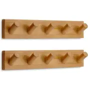 Wall Mounted Coat Rack, Wooden Wall Coat Rack with 5 Hooks (2-Pack), 16.5″