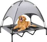 Elevated Dog Bed, Outdoor Dog Bed with Canopy, Raised Dog Cot with Anti-Slip Fee