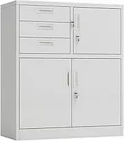 Metal Office Filing Cabinet with Lock and Drawer Storage - Perfect Secure Data Cabinet for Home Office Organization
