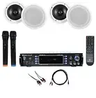 Rockville RPA70WBT Bluetooth Karaoke Amplifier+(4) 8" Ceiling Speakers+Mics