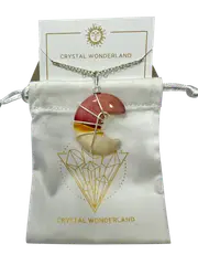 Mookaite Half Moon Shape Pendant Necklace Silver Healing Polished Tumbled