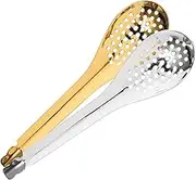 BRIGHTFUFU Set of 2 Slotted Bar Spoons Mini Serving Spoons Portable Stainless Steel Utensils for Daily Home Use