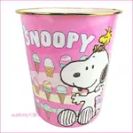 ASDFKITTY可愛家☆SNOOPY史努比粉紅冰淇淋 圓型金邊垃圾桶/收納桶/玩具桶-日本正版商品