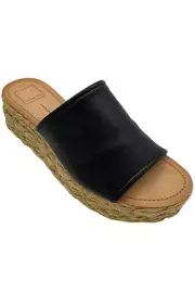 Dolce Vita Raffia Bottom Slide Sandals Pablos Black
