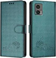 Case for Motorola Moto Edge 30 Neo Wallet Case, [RFID Blocking] 3 Card Holder Slots Kickstand Shockproof Leather Magnetic Protective Flip Cover for Motorola Moto Edge 30 Neo-Dark Green