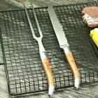 Carving Fork Knife Set Stainless Steel Wood Handle Skewers Barbecue Cut Slicing