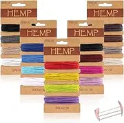 Natural Hemp Cord for Bracelets 1mm, 20 Colors Thread Cord for Jewelry Making, Bright Flax Cord, Colorful Cord Rope String, for Handmade Jewelry Making, Keychain Making Accessories