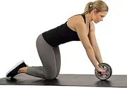Sunny Health & Fitness Waist Trainer Ab Roller with Elbow Support, Training Wheels, Foldable for Home Gym, Abdominal Exercises, Core Strength, Glute Trainer, Crunch Workouts, Exercise Equipment